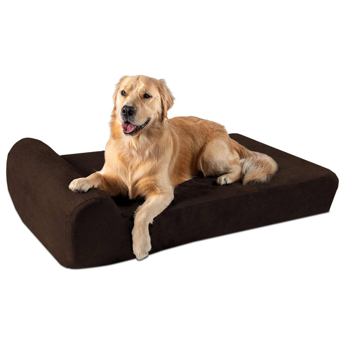 Big Barker 7" Thick Headrest Dog Bed – Orthopedic Foam Bed for Large & Giant Breed Dogs, Vet Recommended, Machine Washable - H7YA - Large - 48" x 30" x 7" - Chocolate - 1 ct - 18
