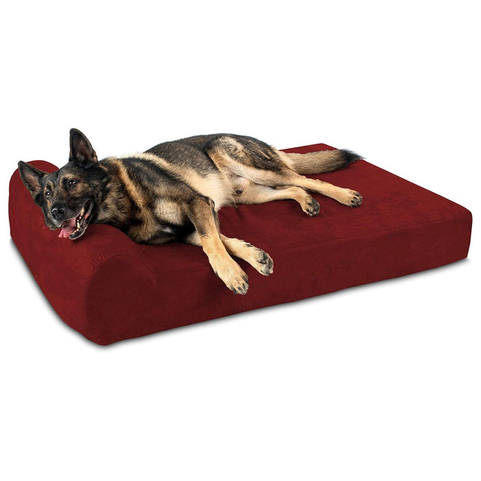 Big Barker 7" Thick Headrest Dog Bed – Orthopedic Foam Bed for Large & Giant Breed Dogs, Vet Recommended, Machine Washable - H7YC - XLarge - 52" x 36" x 7" - Burgundy - 1 ct - 24