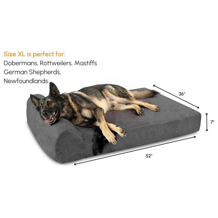 Big Barker 7" Thick Headrest Dog Bed – Orthopedic Foam Bed for Large & Giant Breed Dogs, Vet Recommended, Machine Washable - H7YD - XLarge - 52" x 36" x 7" - Chocolate - 1 ct - 28