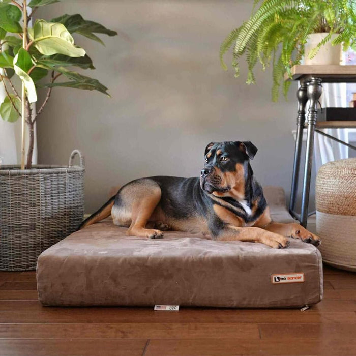 Big Barker 7" Thick Headrest Dog Bed – Orthopedic Foam Bed for Large & Giant Breed Dogs, Vet Recommended, Machine Washable - H7YF - XLarge - 52" x 36" x 7" - Khaki - 1 ct - 35