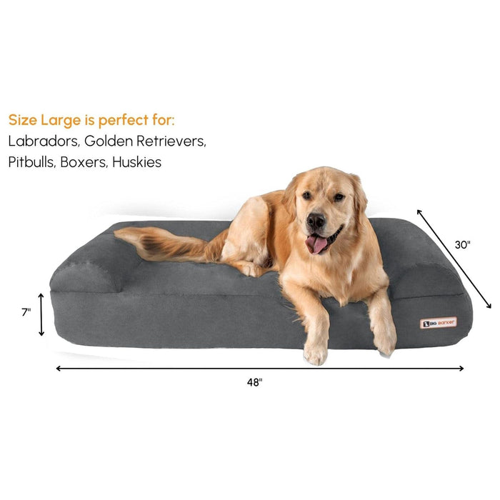 Big Barker 7" Thick Orthopedic Sofa Dog Bed for Large & Giant Breed Dogs – Vet Recommended, Joint Support, Durable Foam - H7Z1 - Charcoal - Large – 48" x 30" x 7" - 1 ct - 17