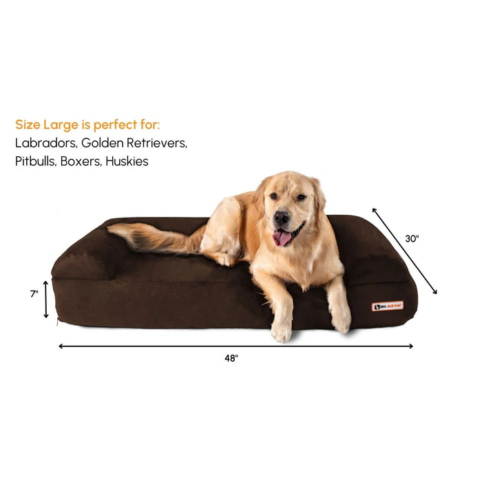 Big Barker 7" Thick Orthopedic Sofa Dog Bed for Large & Giant Breed Dogs – Vet Recommended, Joint Support, Durable Foam - H7Z2 - Chocolate - Large – 48" x 30" x 7" - 1 ct - 20