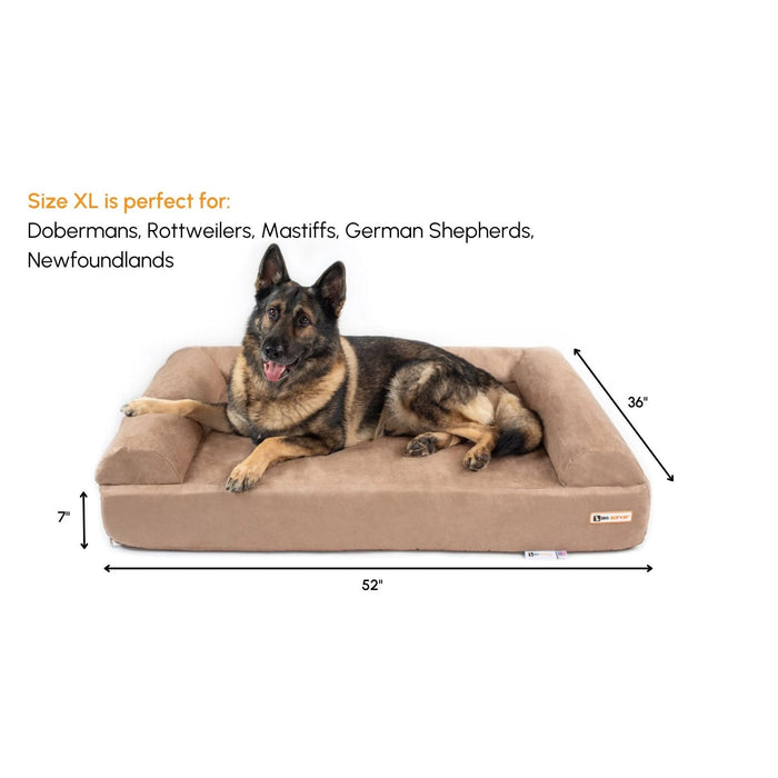 Big Barker 7" Thick Orthopedic Sofa Dog Bed for Large & Giant Breed Dogs – Vet Recommended, Joint Support, Durable Foam - H7Z7 - Khaki - XLarge – 52" x 36" x 7" - 1 ct - 34