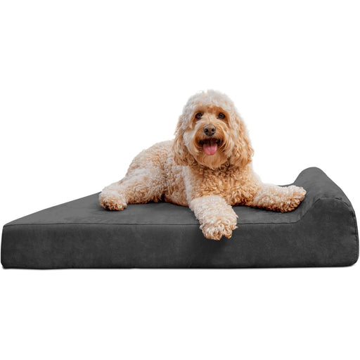 Big Barker Headrest Dog Bed, 4" Thick – Orthopedic Support for Small to Large Dogs - H7XV - Charcoal - Medium - 4" x 33" x 21" - 1 ct - 8