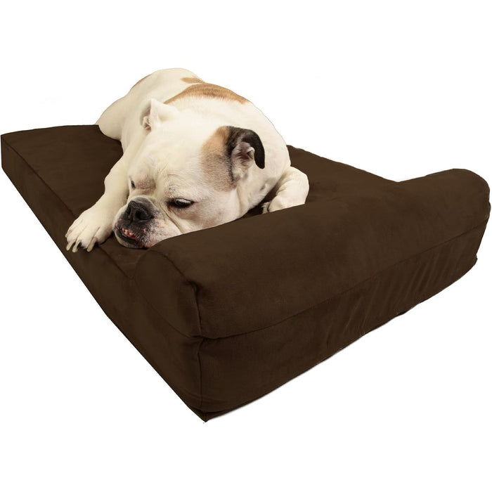 Big Barker Headrest Dog Bed, 4" Thick – Orthopedic Support for Small to Large Dogs - H7XW - Chocolate - Medium - 4" x 33" x 21" - 1 ct - 11