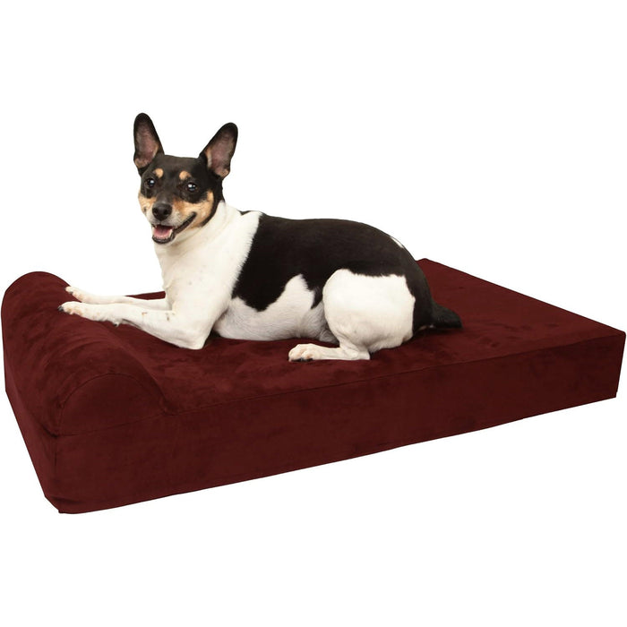 Big Barker Headrest Dog Bed, 4" Thick – Orthopedic Support for Small to Large Dogs - H7XY - Burgundy - Small - 4" x 27" x 18" - 1 ct - 20