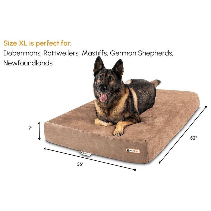 Big Barker Original Sleek Dog Bed, 7" Thick – Orthopedic Foam for Large & Giant Dogs - H7YT - Khaki - XLarge - 52" x 36" x 7" - 1 - 36