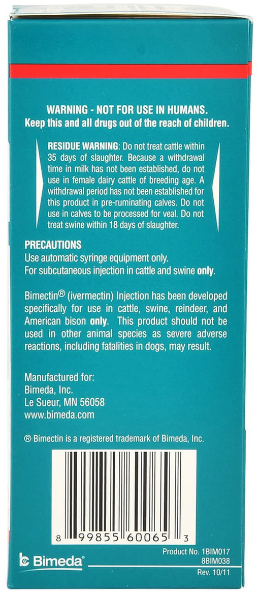 Bimectin Injection (1%) Cattle & Swine Dewormer - Jeffers - Animal Health & Wellness > Medicine