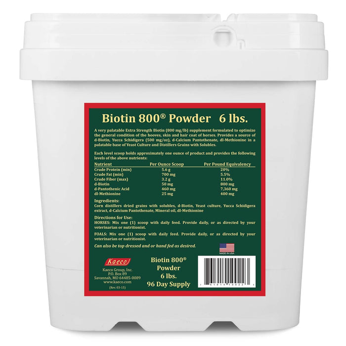 Biotin 800 Powder with Yucca Equine Supplement - KKB1 - Biotin 800 Powder, 6 lbs - 7
