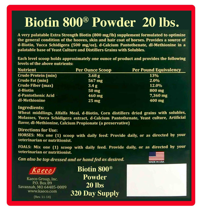 Biotin 800 Powder with Yucca - Jeffers - Animal Health & Wellness > Vitamins & Supplements