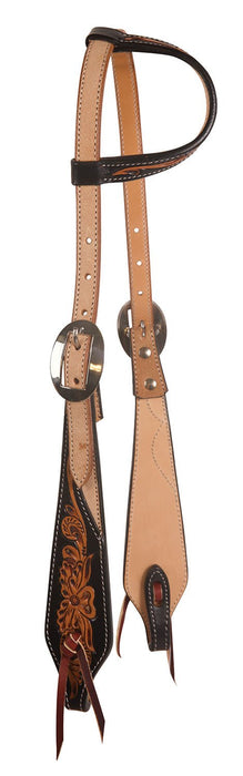 Black Floral Roughout One Ear Headstall - Jeffers - Horse Supplies > Horse Tack > Bridles & Headstalls