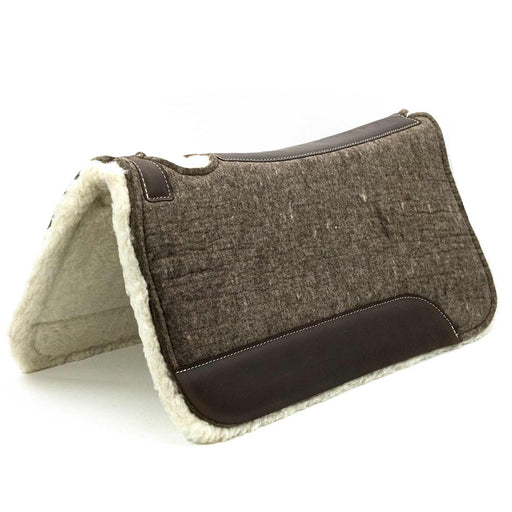 Blue Horse 100% Wool Contoured Saddle Pad with Fleece Bottom - 1211CZ - Gray - 32" x 31" - 1" - 1