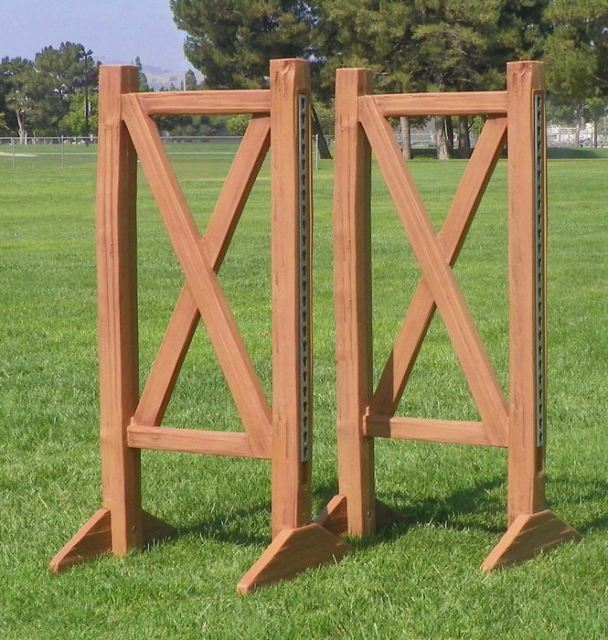 Burlingham Cedar Split Rail Jump Standards w/Track, Pair - Cedar  