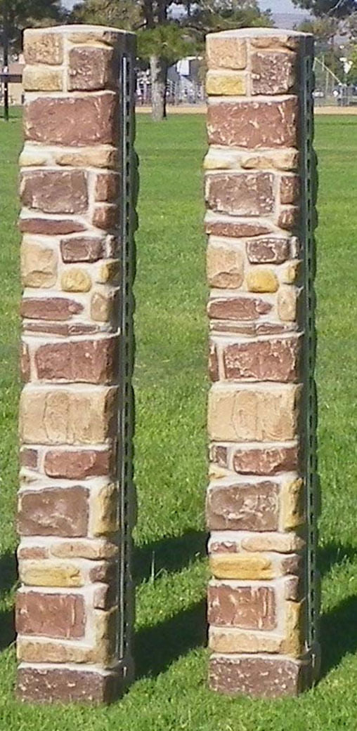 Burlingham 68" Stone Column Standards w/Track, Pair - Brown Stone  