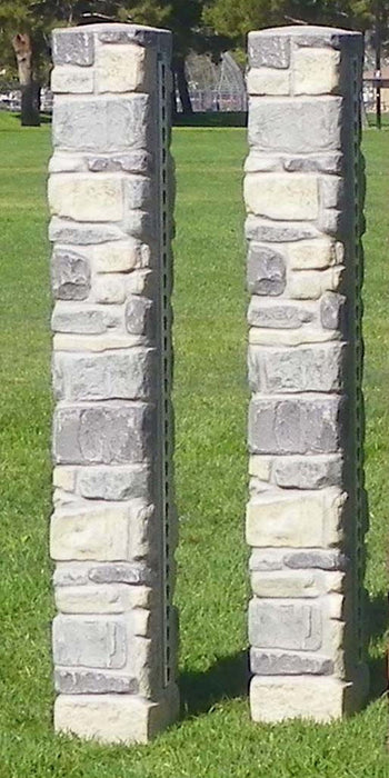 Burlingham 68" Stone Column Standards w/Track, Pair - Gray Stone  