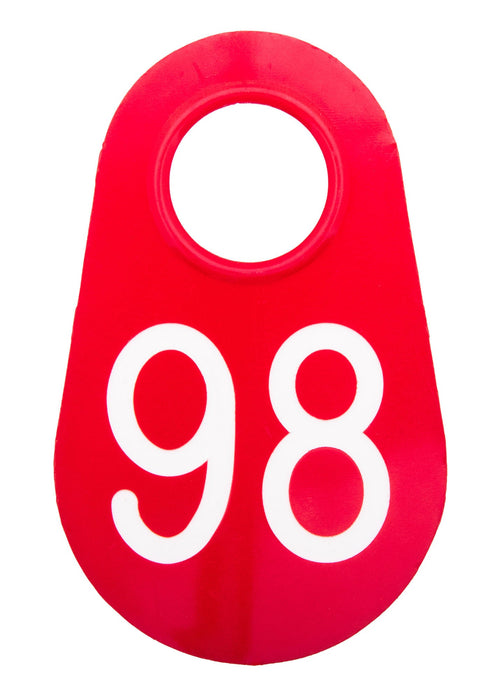 Bock's Red Nylon Numbered Identification Tags, 1 - 100, Single Tag - DAXM - 98 - Red - 7