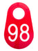 Bock's Red Nylon Numbered Identification Tags, 1 - 100, Single Tag - DAXM - 98 - Red - 7
