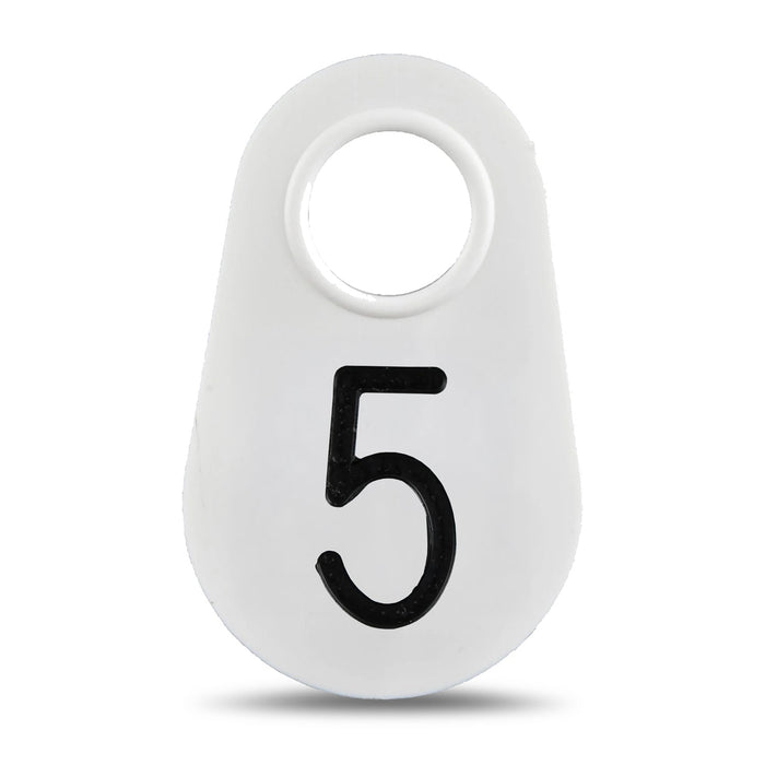 Bock's White Nylon Numbered Identification Tags, 1 - 100, Single Tag - DAXW - 5 - 7