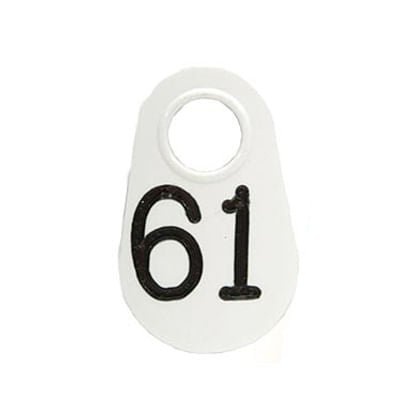 Bock's White Nylon Numbered Identification Tags, 1 - 100, Single Tag - DAXX - 6 - 1