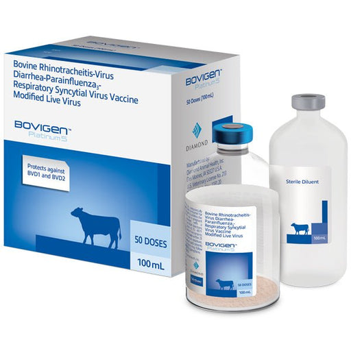 BOVIGEN Platinum 5 - Way Cattle Vaccine with Respiratory + Lepto Coverage - VED5 - 50 dose (100 ml) - 1