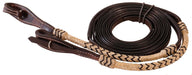 Braided Rawhide Split Reins, 8', Dark Oil - Jeffers - Horse Supplies > Horse Tack > Reins