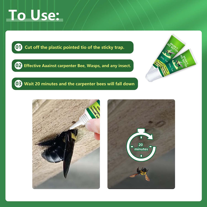 Brian's Bee Butter Sticky Trap for Carpenter Bees, Wasps, & Ants, 3 oz - BBTD - 3 oz - 6