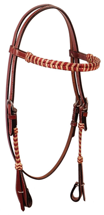 Brown Rawhide Laced Browband Headstall - Jeffers - Horse Supplies > Horse Tack > Bridles & Headstalls