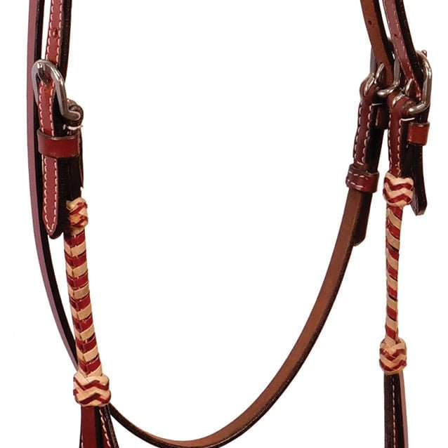 Buffalo Leather Brown Rawhide Laced Browband Headstall