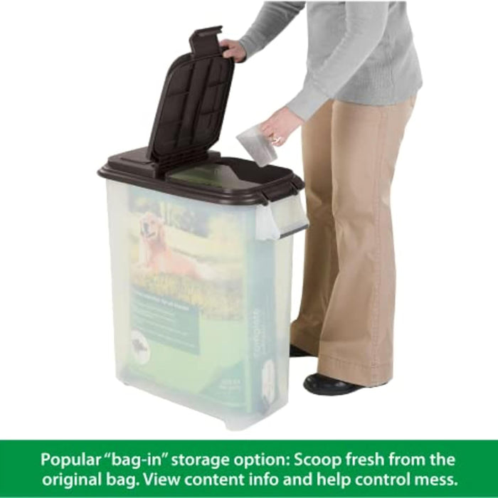 50-QT Rolling Pet Food Dispenser Color White Lid / Clear Base