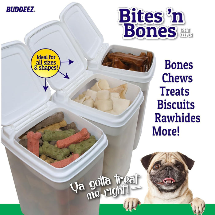 Bites & Bones 3.25-QT Treat Canister Color White Lid / Clear Base
