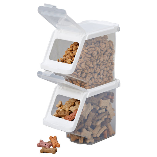 Stackable Pet Treat Bin Color White Lid / Clear Base