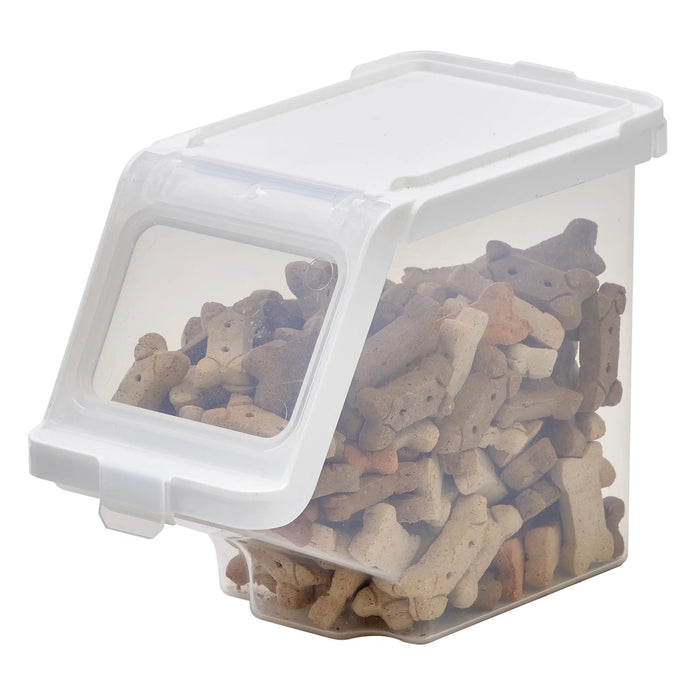 Stackable Pet Treat Bin Color White Lid / Clear Base