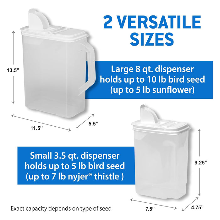 1.6-QT Pet Bird Food Keeper Color White Lid / Clear Base