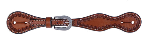 Buffalo Leather Cody Pro Tooled Spur Straps - Chestnut  