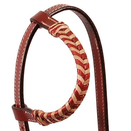 Buffalo Leather Brown Rawhide Laced One Ear Headstall - BUFUA - 2