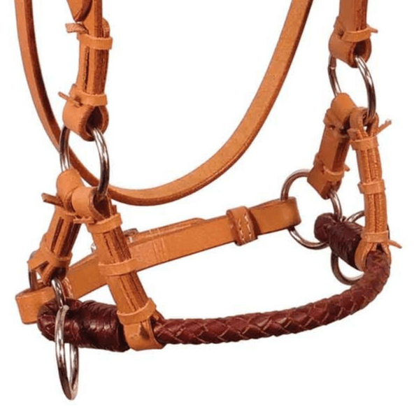 Buffalo Leather Fully Adjustable Leather Nose Side Pull Headstall - BUFU8 - 4