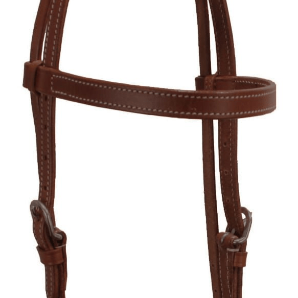 Buffalo Leather of the Rockies Plain Leather Browband Headstall - BUFTZ - Light Oil - 3
