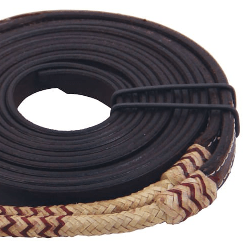 Buffalo Leather Rolled Rawhide Split Reins, 8 ft - BUFCB - Dark Rawhide - 3