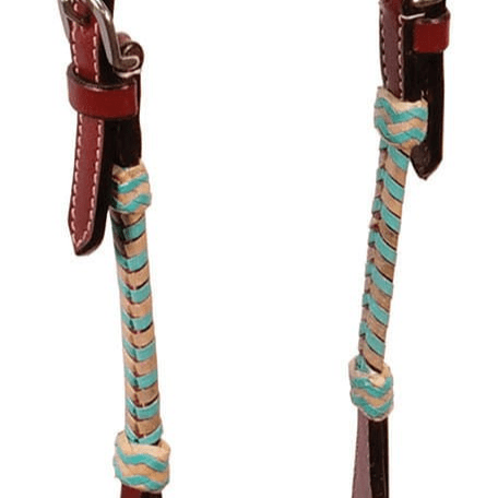 Buffalo Leather Turquoise Rawhide Laced One Ear Headstall - BUFUH - 2