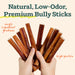 BullySafe Bully Sticks– Odor - Free, Long - Lasting Dog Chews | Grass - Fed, Free - Range, Single - Ingredient Beef Pizzle Treats - WO2BV - Beef - 12"L - 5 pack - 4