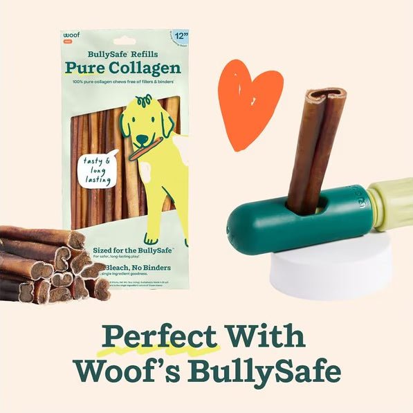 BullySafe Chews - Pure Collagen Chews Dog Chews – Long Lasting, Single Ingredient, Joint Support - WO2AL - 6"L - 5 pk - 4