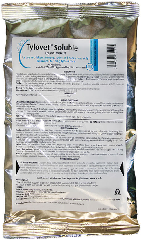 RX Tylovet Soluble, 100 g (tylosin tartrate) -   