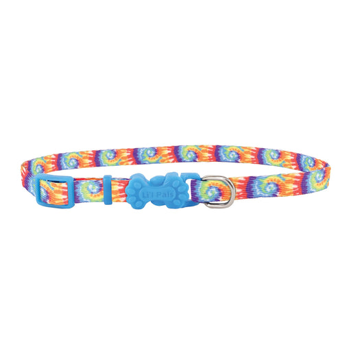 Li'l Pals Adjustable Patterned Dog Collar - Bright Tie Dye Petite Small - 3/8" x 8"-12" 