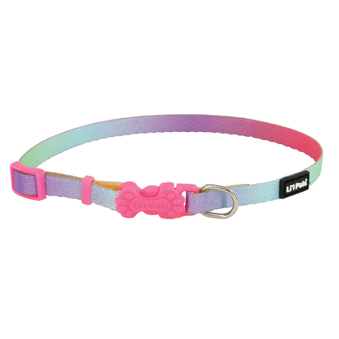 Li'l Pals Adjustable Patterned Dog Collar - Pastel Rainbow Petite X-Small - 3/8" x 6"-8" 