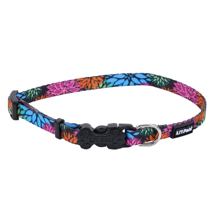 Li'l Pals Adjustable Patterned Dog Collar - Wildflower Petite Small - 3/8" x 8"-12" 