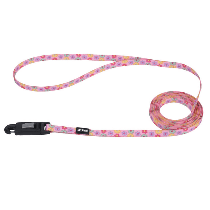 Li'l Pals Patterned Dog Leash with E-Z Snap - Daisy Multi-Color X-Small - 3/8" x 6' 