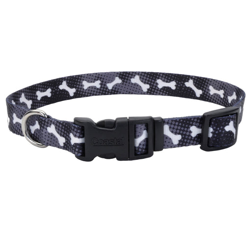 Styles Adjustable Dog Collar - Black Bones X-Small - 3/8" x 8"-12" 