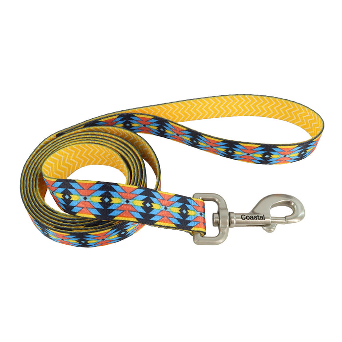 Sublime Dog Leash - Aztec Yellow Chevron Medium/Large - 1" x 6' 