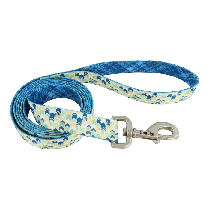 Sublime Dog Leash - Green Yellow and Navy Chevrons Medium/Large - 1" x 6' 