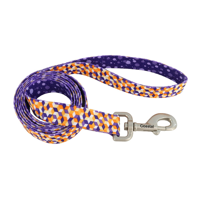 Sublime Dog Leash - Purple Orange Cubes Medium/Large - 1" x 6' 